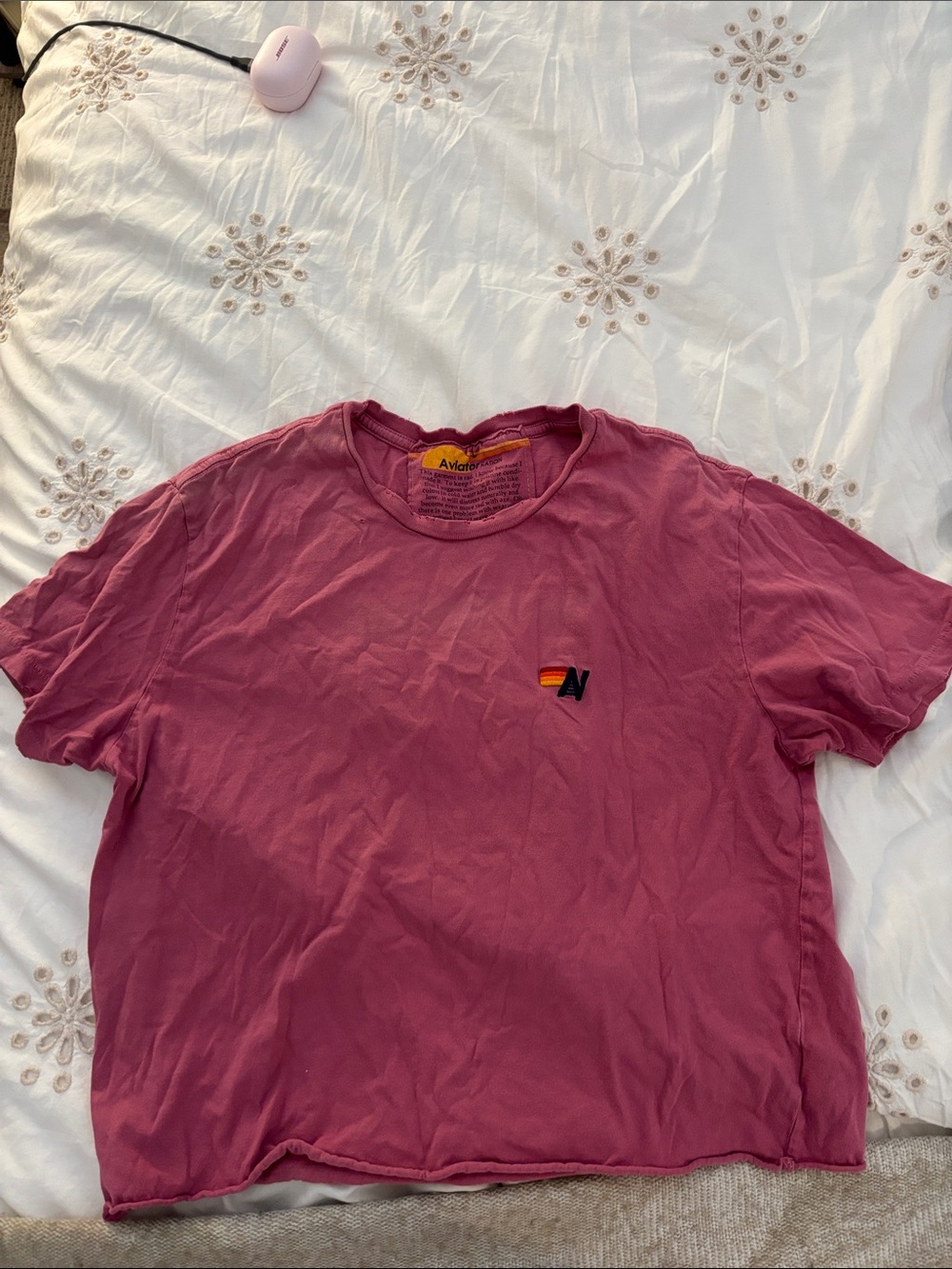 Aviator Nation Womens Magenta Short-Sleeve Crew Tee